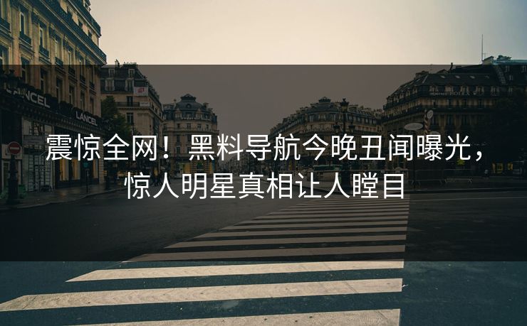 震惊全网！黑料导航今晚丑闻曝光，惊人明星真相让人瞠目