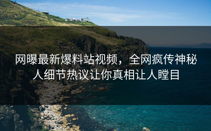 网曝最新爆料站视频，全网疯传神秘人细节热议让你真相让人瞠目