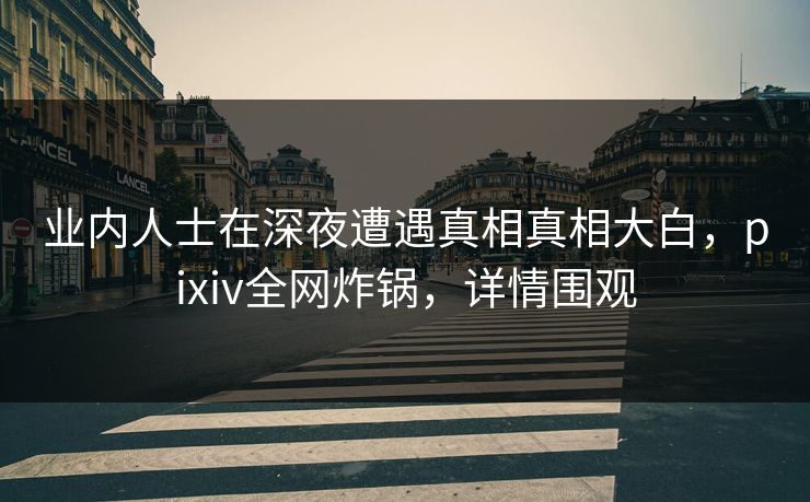 业内人士在深夜遭遇真相真相大白，pixiv全网炸锅，详情围观