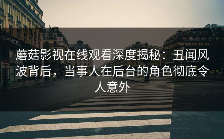 蘑菇影视在线观看深度揭秘：丑闻风波背后，当事人在后台的角色彻底令人意外