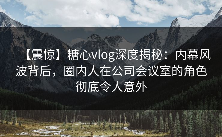 【震惊】糖心vlog深度揭秘：内幕风波背后，圈内人在公司会议室的角色彻底令人意外
