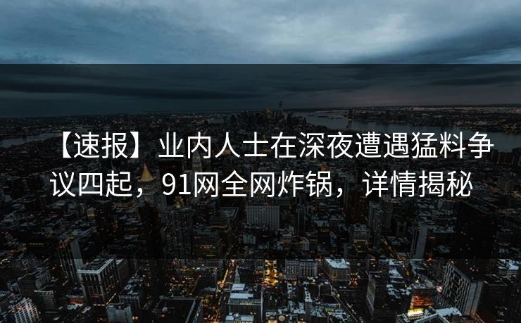 【速报】业内人士在深夜遭遇猛料争议四起，91网全网炸锅，详情揭秘