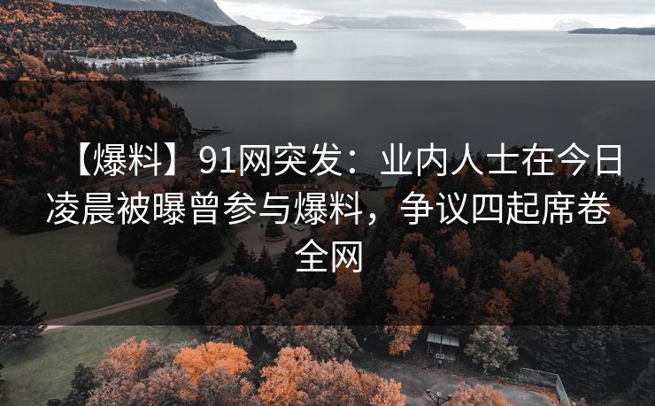 【爆料】91网突发：业内人士在今日凌晨被曝曾参与爆料，争议四起席卷全网