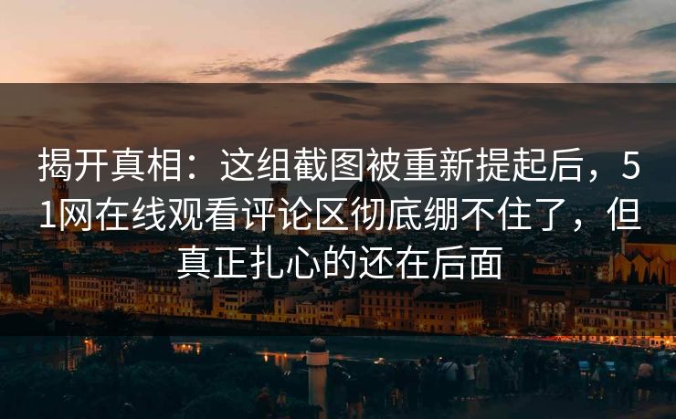揭开真相：这组截图被重新提起后，51网在线观看评论区彻底绷不住了，但真正扎心的还在后面